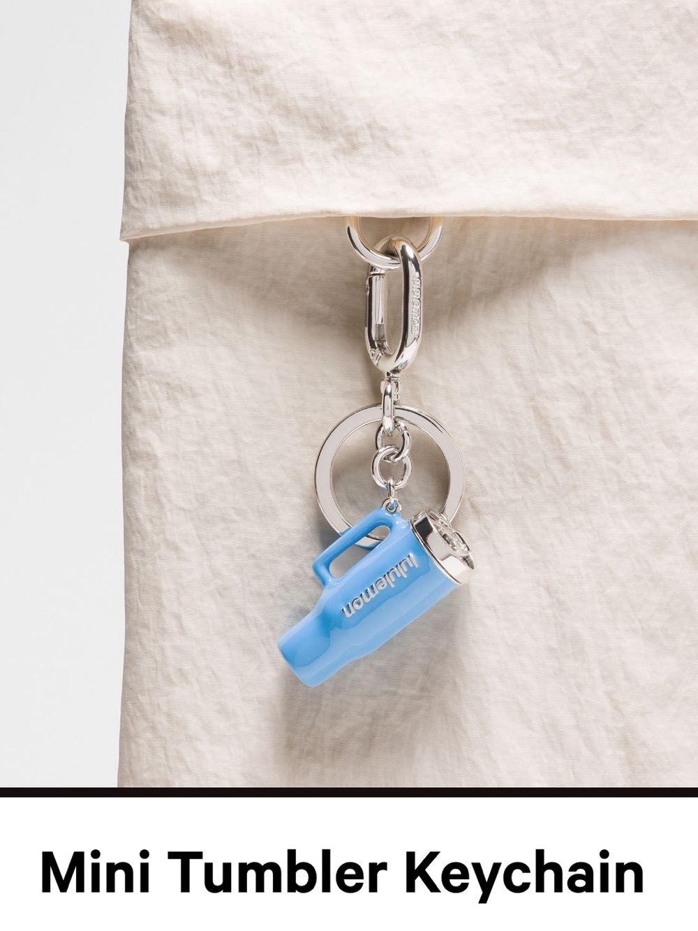 Lululemon Ocean Wave/Silver Mini Tumbler Keychain - Light Blue NWT Flawed